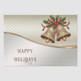 金ゴールドクリスマスベルズホリデーティッシュペーパー 薄葉紙