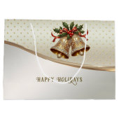 金ゴールドクリスマスベルズホリデー抱き枕 ラージペーパーバッグ (裏面)