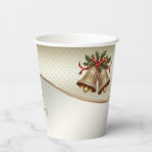 金ゴールドクリスマスベルズホリデー紙カップ 紙コップ (裏面)