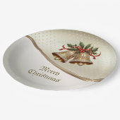 金ゴールドクリスマスベルズホリデー紙プレート ペーパープレート (アングル)