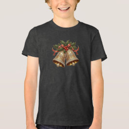 金ゴールドクリスマスベルズボーイズTシャツ トライブレンドTシャツ