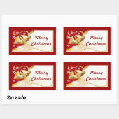 金ゴールドクリスマスベル、ビーズ、雪片のシール 長方形シール (シート)