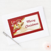 金ゴールドクリスマスベル、ビーズ、雪片のシール 長方形シール (封筒)