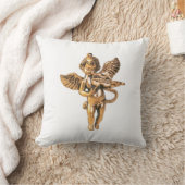 金ゴールドクリスマスホリデーエンジェルデコレーション クッション (ブランケット)