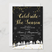 金ゴールドクリスマスホリデーオープンハウスへの招待 招待状 (正面)