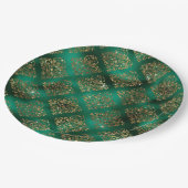 金ゴールドクリスマスホリデーメタリックダマスクエレガント ペーパープレート (アングル)