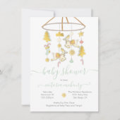 金ゴールドクリスマスホリデーモバイルベビーシャワー 招待状 (正面)