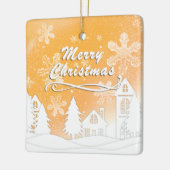 金ゴールドクリスマスホワイトスノーハウス新年 セラミックオーナメント (左)