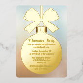 金ゴールドクリスマスボールオーナメントホリデイ 箔招待状 (正面)