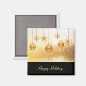 金ゴールドクリスマスボールホリデークリスマスマグネット マグネット (正面/裏面)