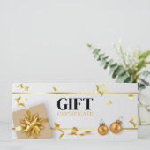 金ゴールドクリスマスボールラグジュアリースターズリボンギフトカード (スタンド正面)