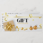 金ゴールドクリスマスボールラグジュアリースターズリボンギフトカード (正面/裏面)