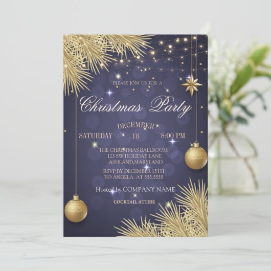 金ゴールドクリスマスボール支店クリスマス会社 招待状 (スタンド正面)