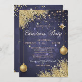 金ゴールドクリスマスボール支店クリスマス会社 招待状 (正面/裏面)