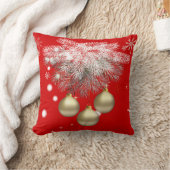 金ゴールドクリスマスボール&シルバーパインクリスマス クッション (ブランケット)