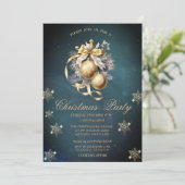 金ゴールドクリスマスボール、雪片ヴィンテージ会社 招待状 (スタンド正面)