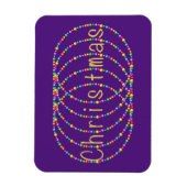 金ゴールドクリスマスライトデザインオンパープル マグネット (縦)