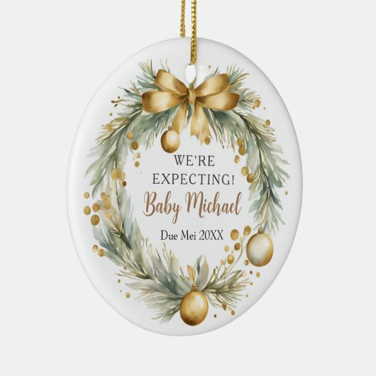 金ゴールドクリスマスリースのオーナメントを期待 セラミックオーナメント (右)