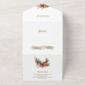 金ゴールドクリスマスリースハッピーホリデーズスクリプトフォト オールインワン招待状 (外側)