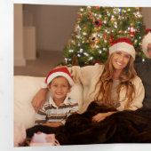 金ゴールドクリスマスリースハッピーホリデーズスクリプトフォト 三つ折りカード (内部最初)