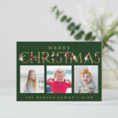 金ゴールドクリスマスレタリングフォトカード サンキューカード (スタンド正面)