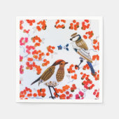 金ゴールドクリスマス冬の鳥ホリーベリーの枝 スタンダードカクテルナプキン (正面)