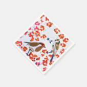 金ゴールドクリスマス冬の鳥ホリーベリーの枝 スタンダードカクテルナプキン (角)