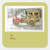 金ゴールドクリスマス格言ヴィンテージホリデーギフトラベル スクエアシール (正面)