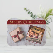 金ゴールドクリスマス現在の雪のデッキファンシーカット写真 シーズンカード (スタンド正面)