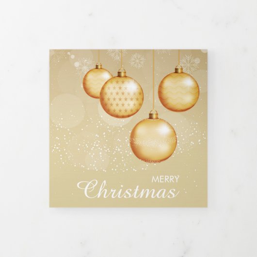 金ゴールドクリスマス球根3写真テンプレート 三つ折りクリスマスカード (カバー)