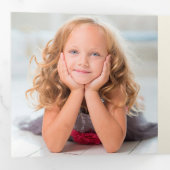 金ゴールドクリスマス球根3写真テンプレート 三つ折りクリスマスカード (内部最初)