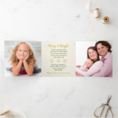 金ゴールドクリスマス球根3写真テンプレート 三つ折りクリスマスカード (内部)