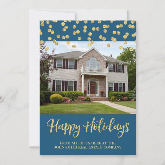 金ゴールドクリスマス紙吹雪フォトカ実在ードエステート シーズンカード (正面)