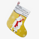 金ゴールドクリスマス親愛ヤギSanta私は良かった ラージクリスマスストッキング (正面 (吊り時))