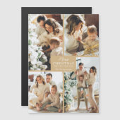 金ゴールドクリスマス4フォトコラージュ磁気カード (正面/裏面)