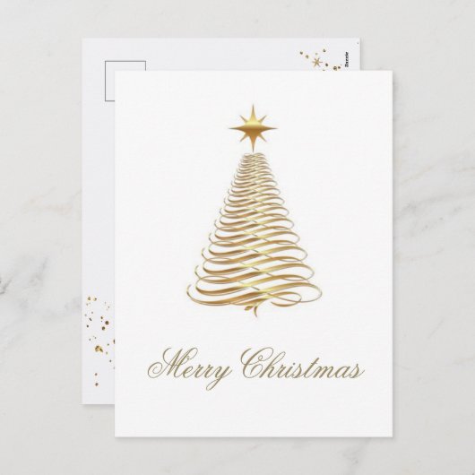 金ゴールドクリスマス シーズンポストカード (正面/裏面)