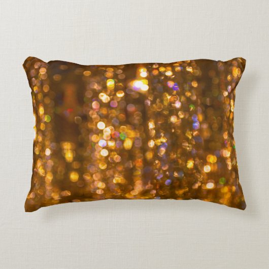 金ゴールドクリスマス:デフォーカス抽象芸術の背景 アクセントクッション (正面)