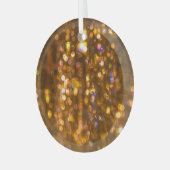 金ゴールドクリスマス:デフォーカス抽象芸術の背景 ガラスオーナメント (正面左)