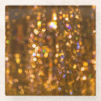 金ゴールドクリスマス：デフォーカス抽象芸術の背景 ガラスコースター