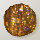 金ゴールドクリスマス：デフォーカス抽象芸術の背景 ラウンドクッション (裏面)