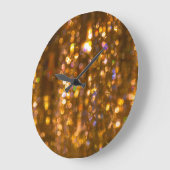 金ゴールドクリスマス：デフォーカス抽象芸術の背景 ラージ壁時計 (傾斜)