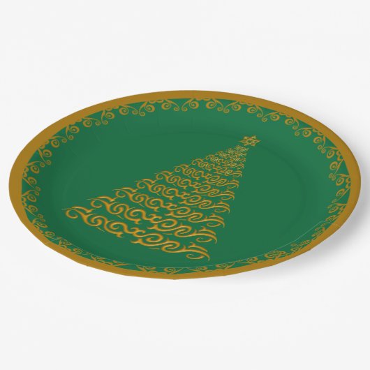 金ゴールドクリスマス ペーパープレート (アングル)