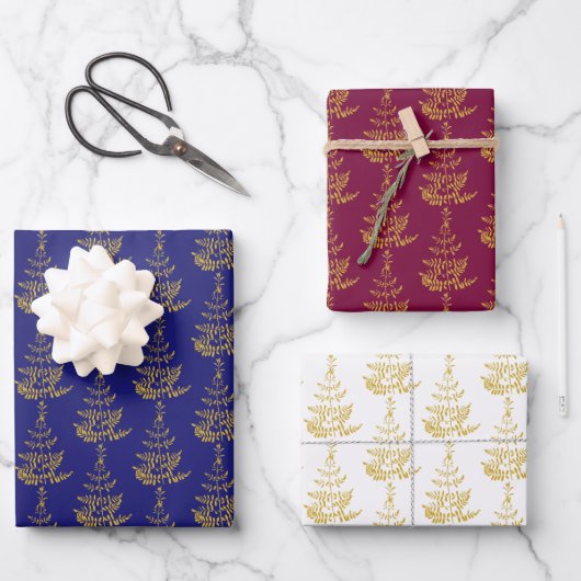 金ゴールドクリスマス ラッピングペーパーシート (正面)