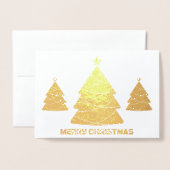 金ゴールドクリスモダンマスツリーホリデーフォト 箔カード (封筒付き正面)