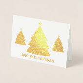 金ゴールドクリスモダンマスツリーホリデーフォト 箔カード (正面)