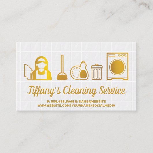 金ゴールドクリーニングの供給アイコン | バスタイル 名刺 (正面)