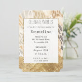 金ゴールドクリームアイボリーアニマルプリント抽象芸術 招待状 (スタンド正面)