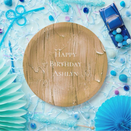 金ゴールドクリームイエローケーキつや消し誕生日 ペーパープレート (パーティー)