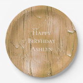 金ゴールドクリームイエローケーキつや消し誕生日 ペーパープレート (正面)