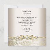 金ゴールドクリームエンボスルックエレガントパーティー 招待状 (裏面)